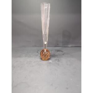 Peach Amber Bullicante Vase, Art Glass Bud Vase, 10", Controlled Bubbles Base‎